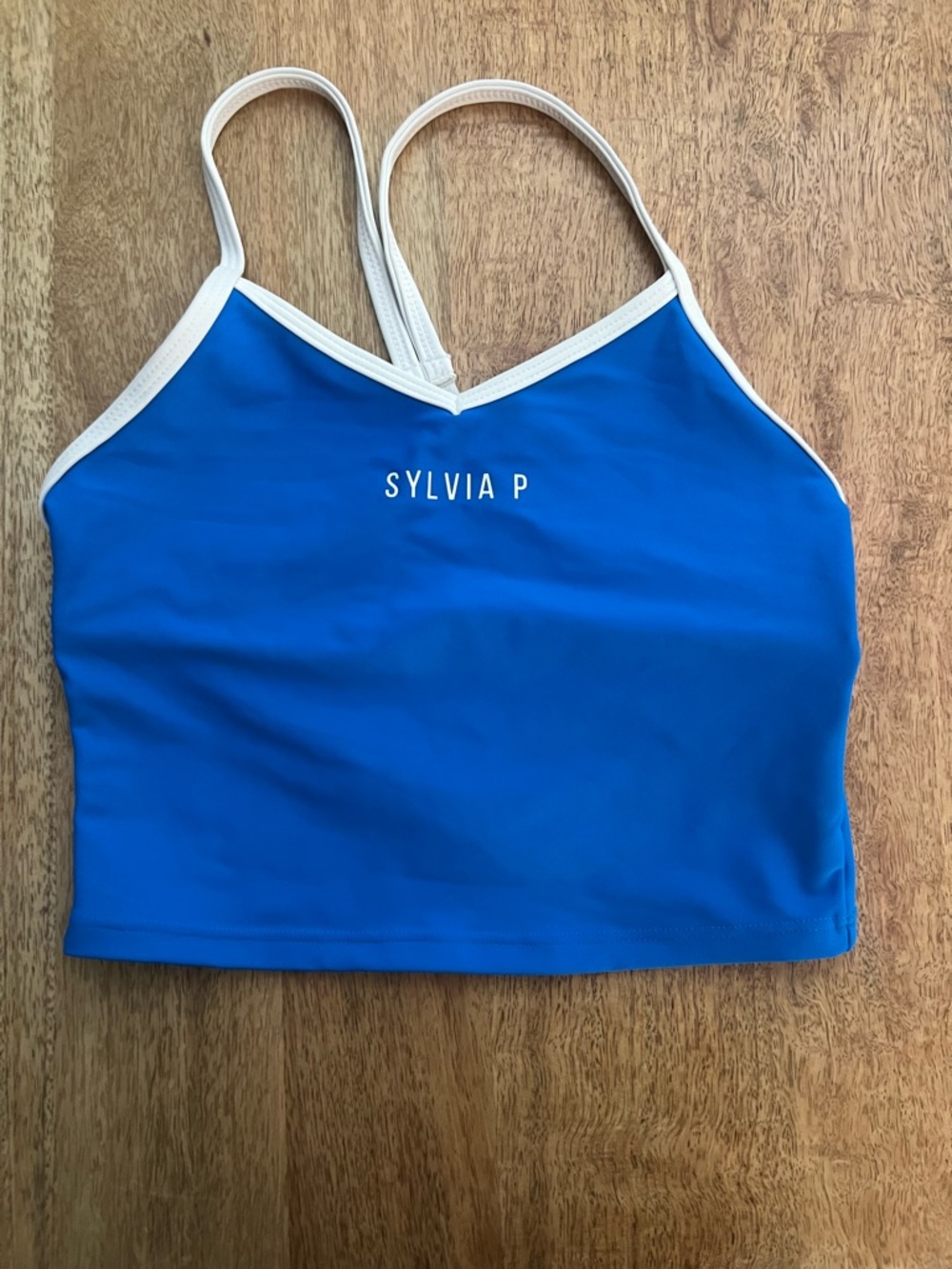 Sylvia P Royal Blue Cropped Top with White Trim size 10